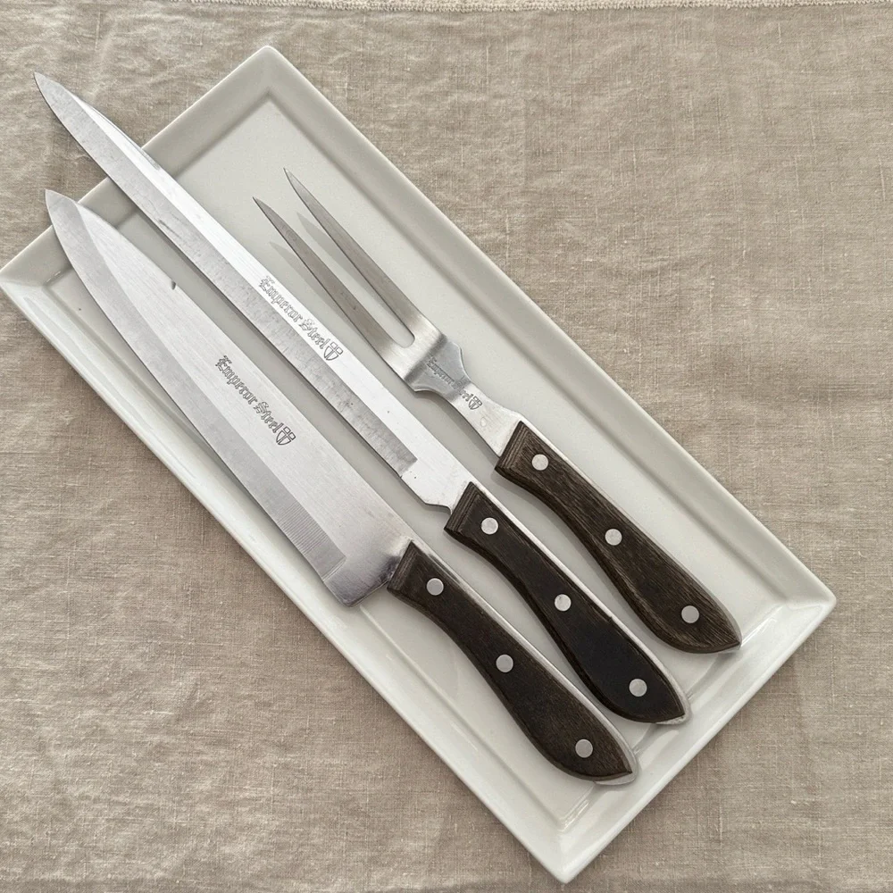 VTG | Emperor Stainless Steel Carving Set with Wood Handles